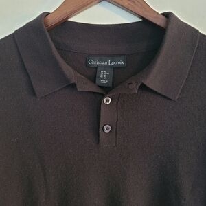 Christian Lacroix Espresso Brown Polo Shirt, 100% Merino Wool